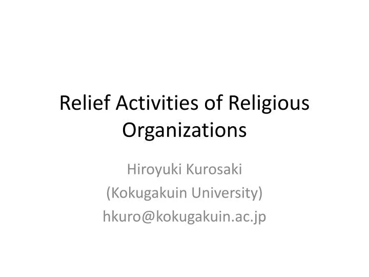 relief activities of religious organizations