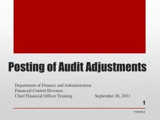 Posting of Audit Adjustments