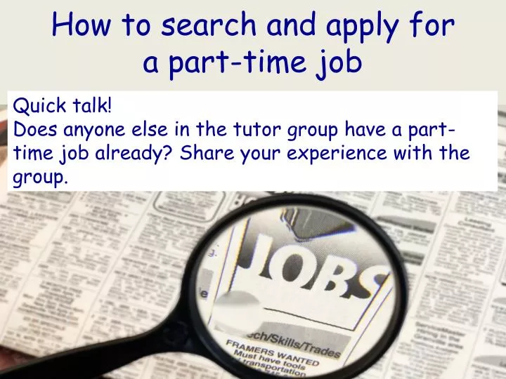how to search and apply for a part time job