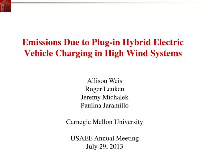 emissions due to plug in hybrid electric vehicle charging in high wind systems