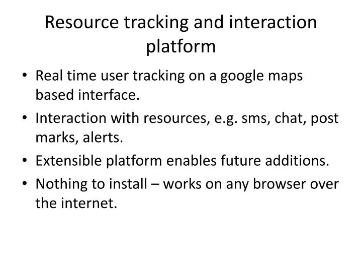 resource tracking and interaction platform