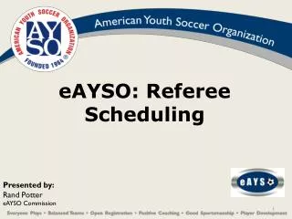 eAYSO: Referee Scheduling
