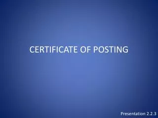 CERTIFICATE OF POSTING