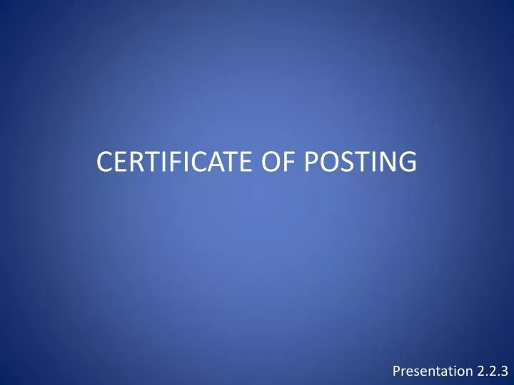 certificate of posting