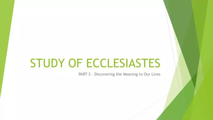 study of ecclesiastes
