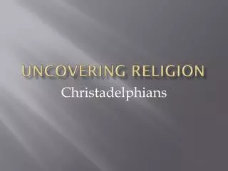 UnCovering Religion