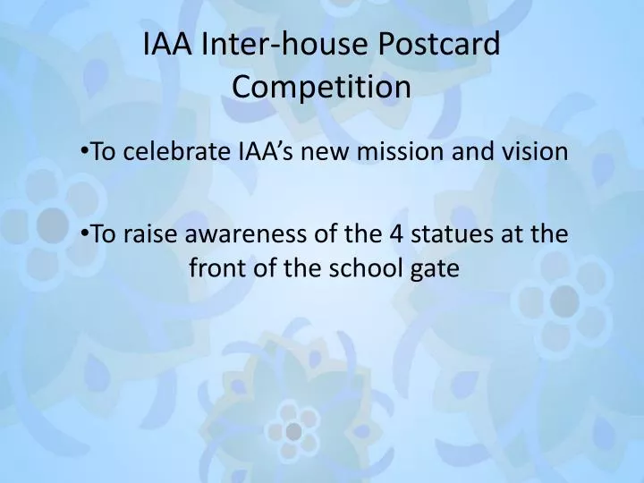 iaa inter house postcard competition