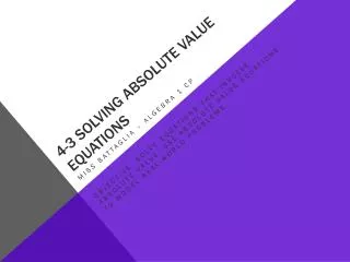 4-3 Solving Absolute value equations