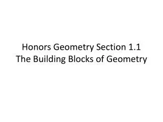 Honors Geometry Section 1.1 The Building Blocks of Geometry