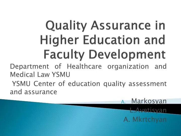 quality assurance in higher education and faculty development