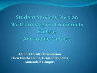 Student Services Division Northern Virginia Community College Annandale Campus