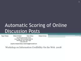 Automatic Scoring of Online Discussion Posts