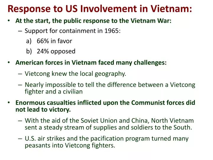 response to us involvement in vietnam