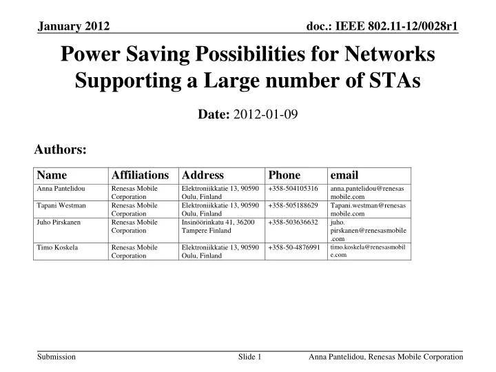 power saving possibilities for networks supporting a large number of stas