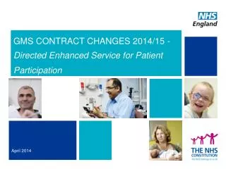 GMS CONTRACT CHANGES 2014/15 - Directed Enhanced Service for Patient Participation