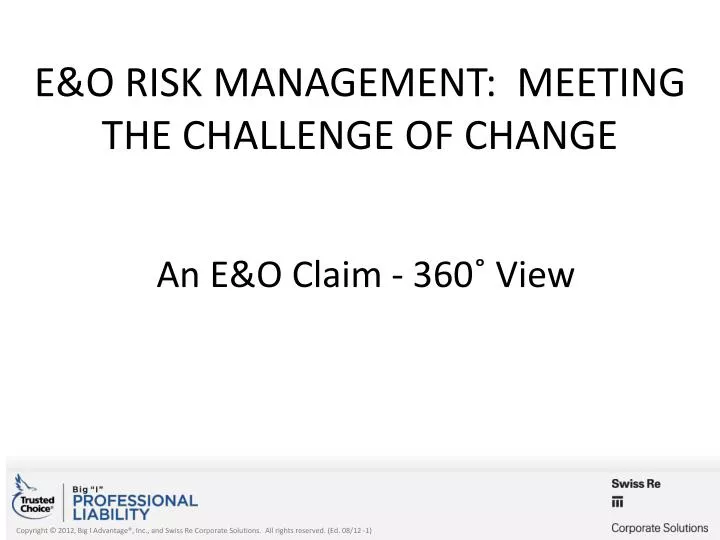 e o risk management meeting the challenge of change