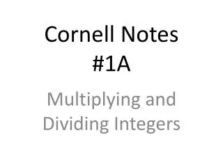 Cornell Notes #1A