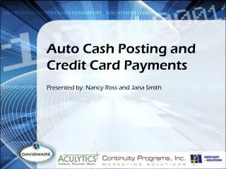 Auto Cash Posting and Credit Card Payments