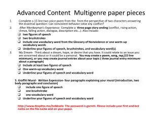 Advanced Content Multigenre paper pieces