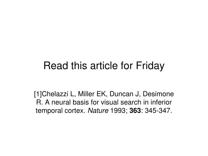 read this article for friday