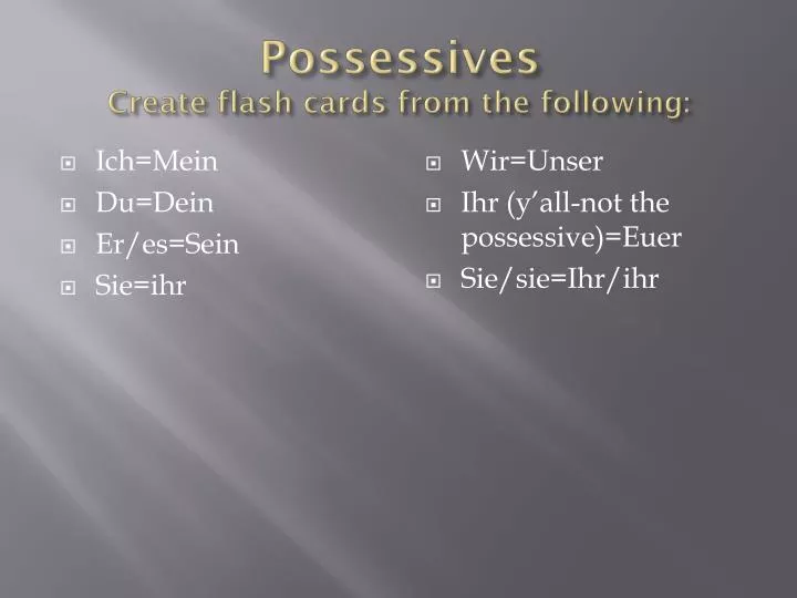 possessives create f lash cards from the following