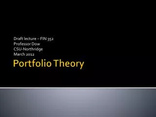 Portfolio Theory