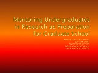 Mentoring Undergraduates in Research as Preparation for Graduate School