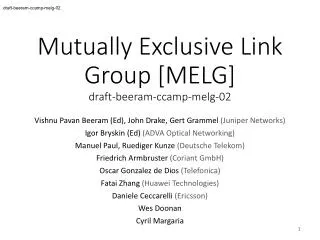 Mutually Exclusive Link Group [MELG] draft-beeram-ccamp-melg-02
