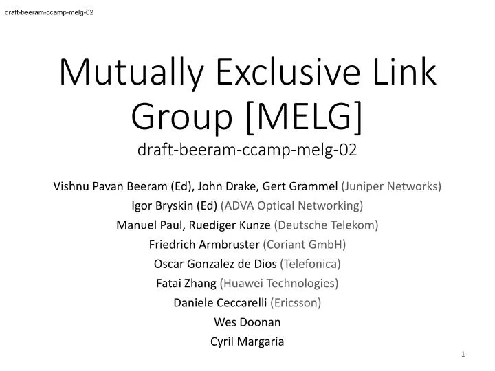 mutually exclusive link group melg draft beeram ccamp melg 02