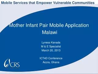 Mother Infant Pair Mobile Application Malawi