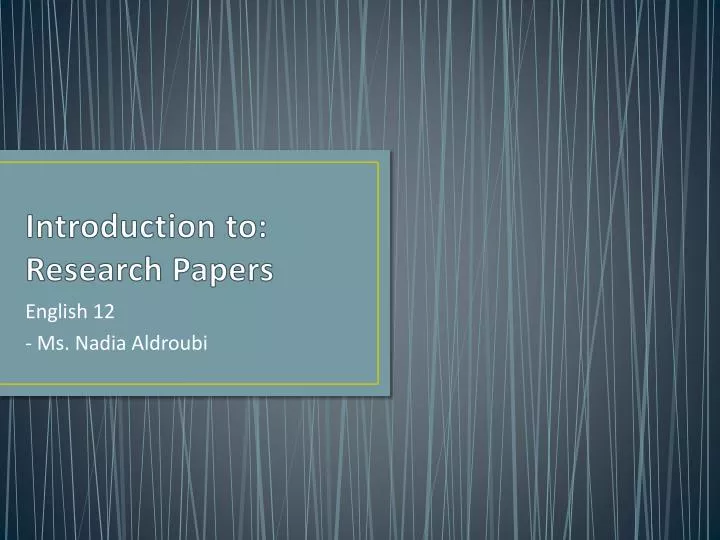 introduction to research papers