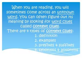 1. definition 2. examples 3. prefixes &amp; suffixes 4. synonyms &amp; antonyms