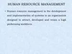 HUMAN RESOURCE MANAGEMENT