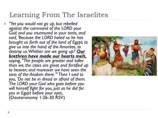 Learning From The Israelites