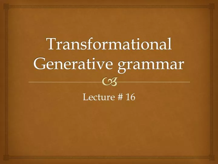 transformational generative grammar