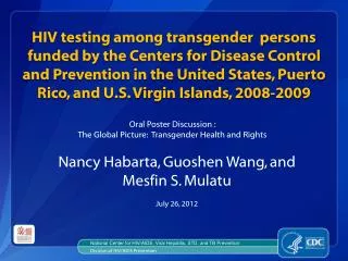 National Center for HIV/AIDS, Viral Hepatitis, STD, and TB Prevention