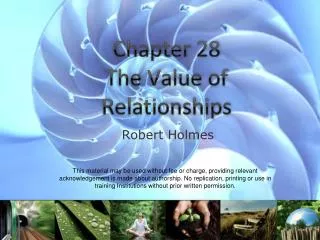 Chapter 28 The Value of Relationships