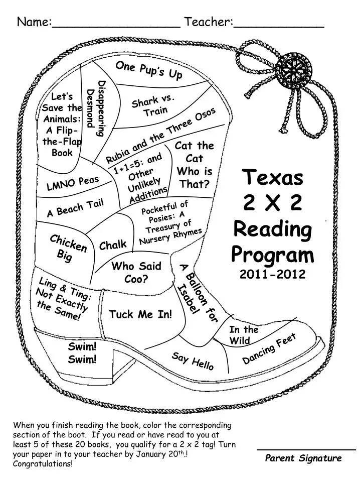 texas 2 x 2 reading program 2011 2012