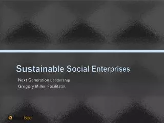 Sustainable Social Enterprises