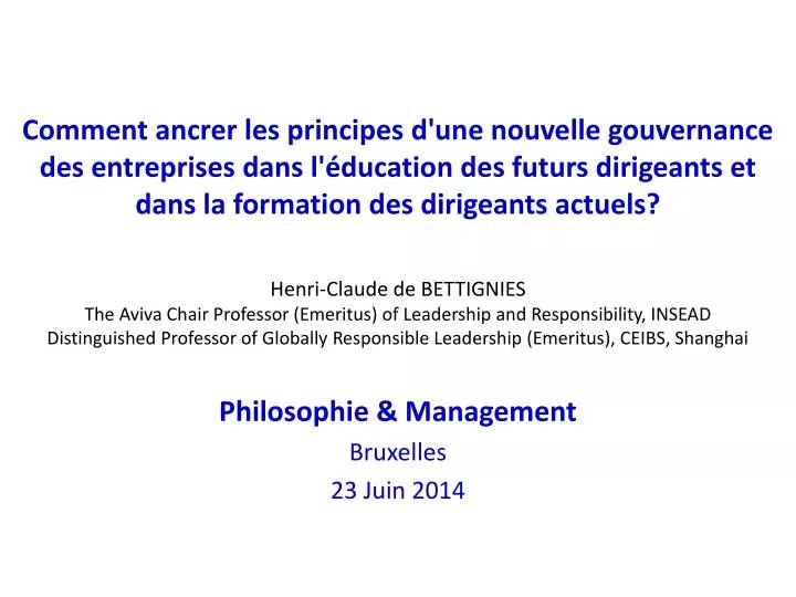 philosophie management bruxelles 23 juin 2014