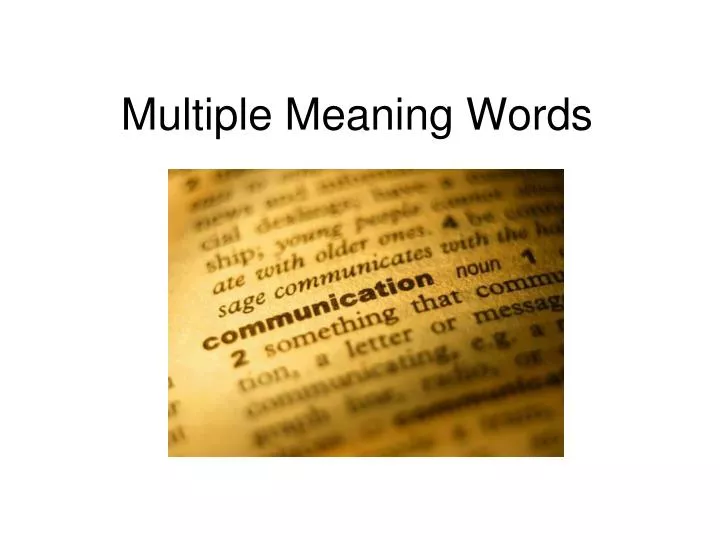 Multiple Meaning Words – Central do Inglês