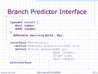 Branch Predictor Interface