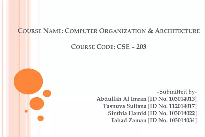 course name computer organization architecture course code cse 203