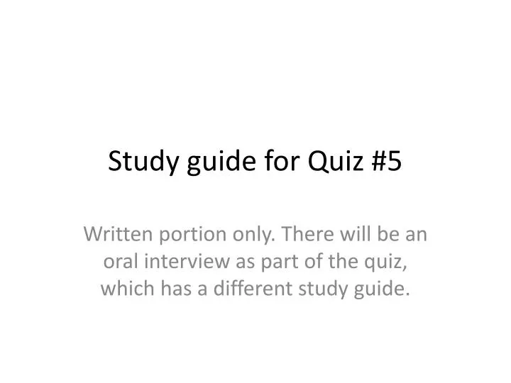 study guide for quiz 5