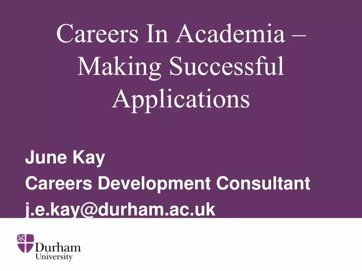careers in academia making successful applications