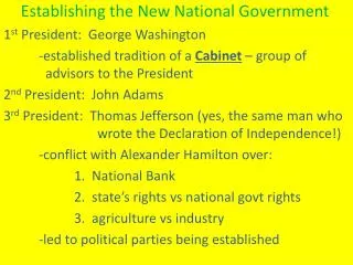 Establishing the New National Government