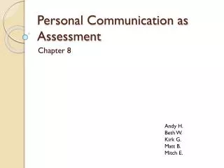 personal communication as assessment