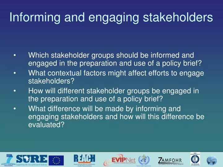 informing and engaging stakeholders