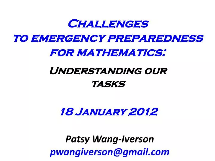 challenges to emergency preparedness for mathematics