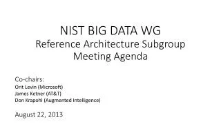 NIST BIG DATA WG Reference Architecture Subgroup Meeting Agenda